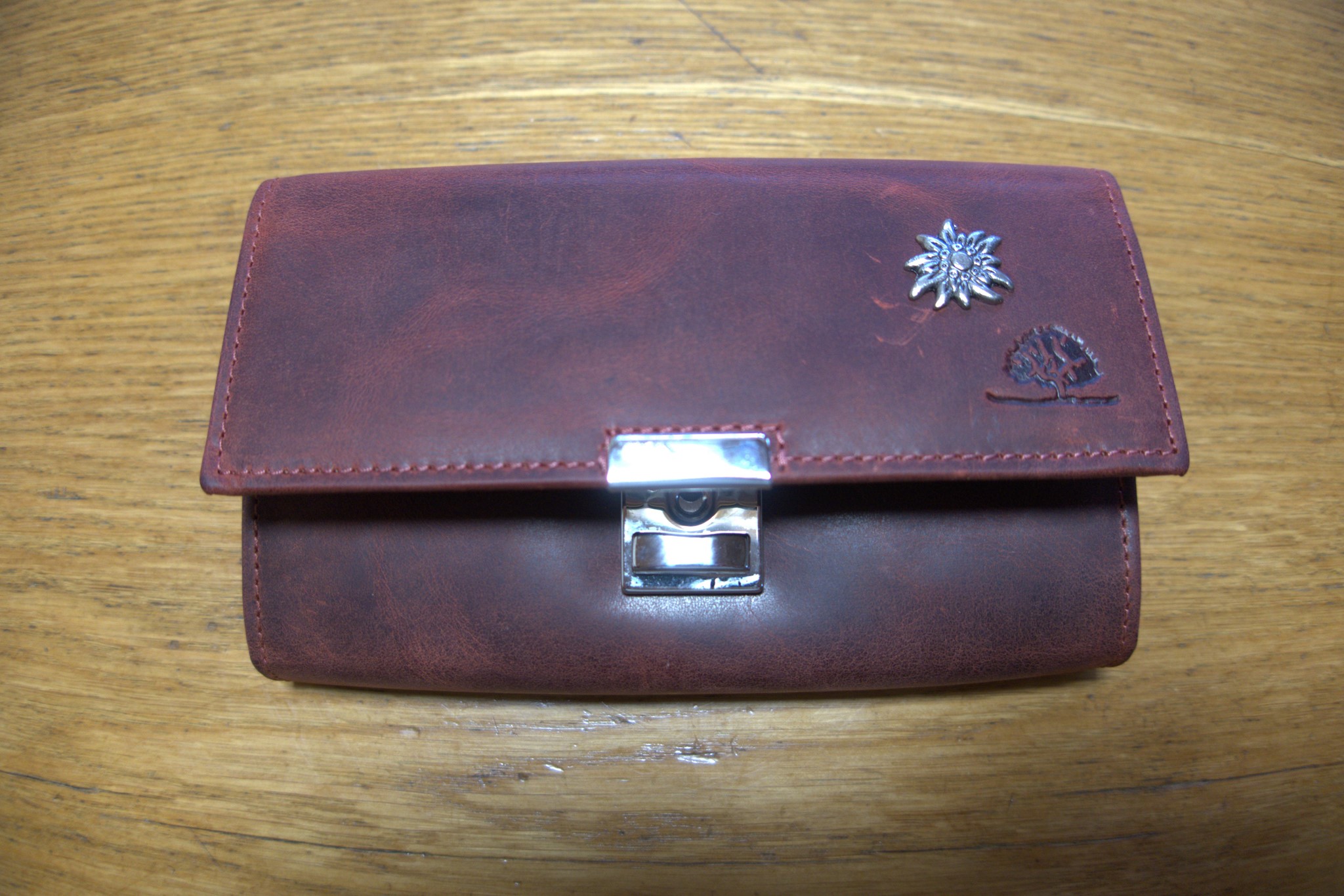 Bild von Kellnerbörse Leder Vintage Geldbörse Taxibörse Portemonnaie - antik Rustikal Red Aktion Edelweiss