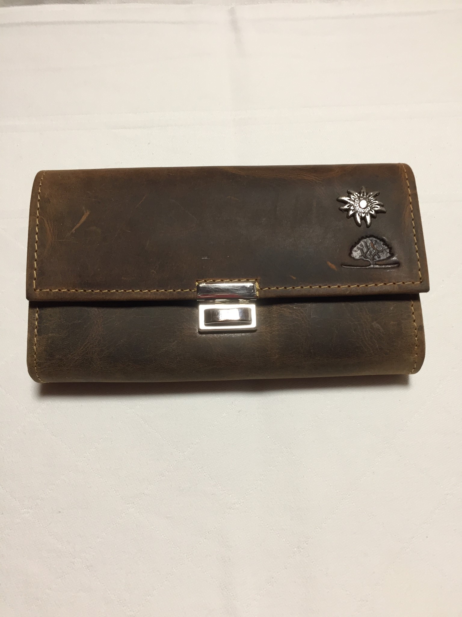 Bild von Service Portemonnaie Kellnerbörse Antik Echtes Leder mit Edelweiss